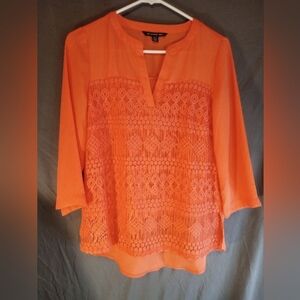 Zak And Rachel Vibrant Orange Lace Panel Blouse